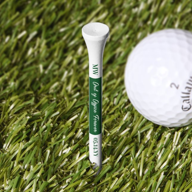Green Out of Office Forever Retirement Date Golf Tees (Grass)