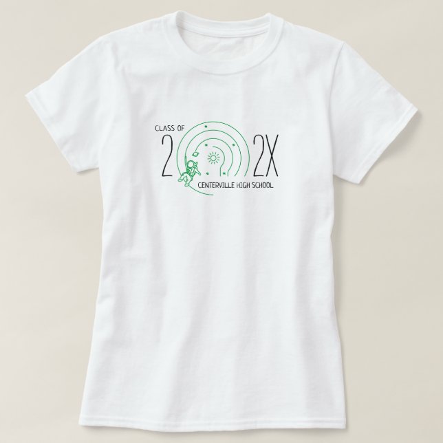 Green Out-Of-This-World Astronaut Class Of T-Shirt (Design Front)