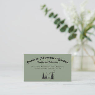 Green Outdoor Mountain Camp Scene  Business Card