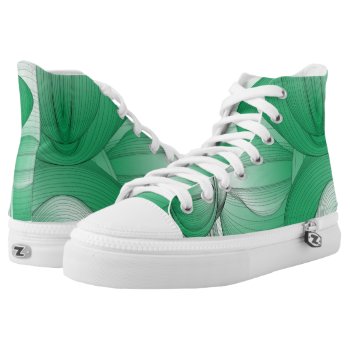 Green Oval Art Deco High-Top Sneakers