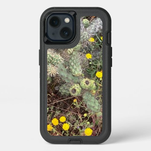 Green Oval Cactus with Yellow Flowers Photography iPhone 13 Case