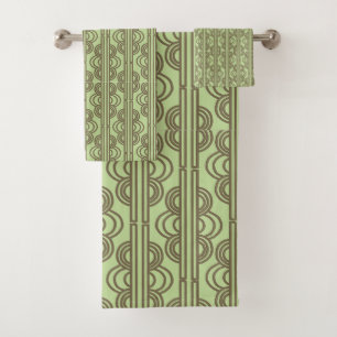 Green Oval Chains Bath Towel Set