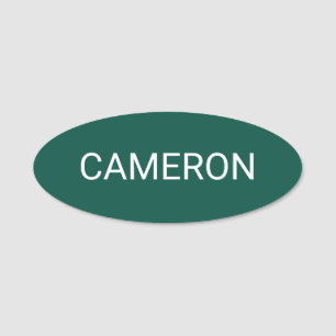 Green Oval Name Tag Badge Pin or Magnetic 3 inch