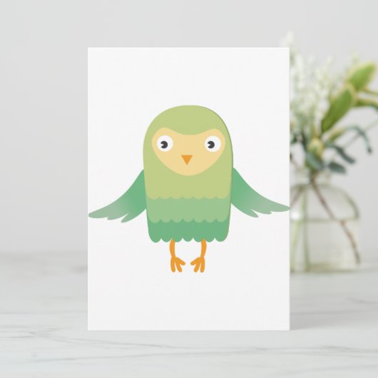 Green owl cartoon (Standing Front)