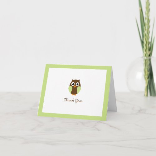 Green Owl Custom Folded Thank You Cards