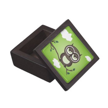 Green Owl Jewelry Or Gift Box by nyxxie at Zazzle