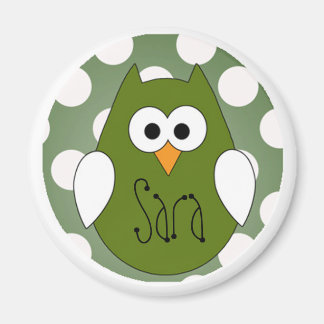 Green owl Magnet
