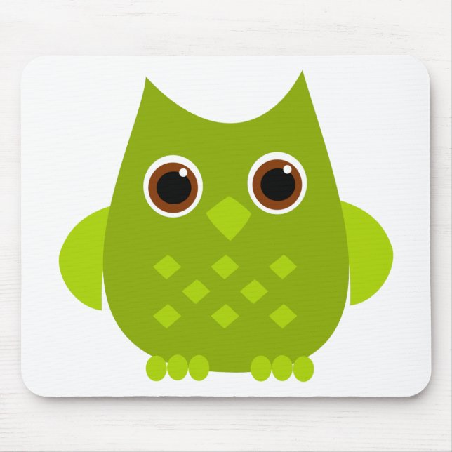 Green Owl Mouse Pad (Front)