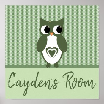 Green Owl Nursery Room Poster by capturedbyKC at Zazzle