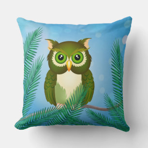 Green Owl Pillow