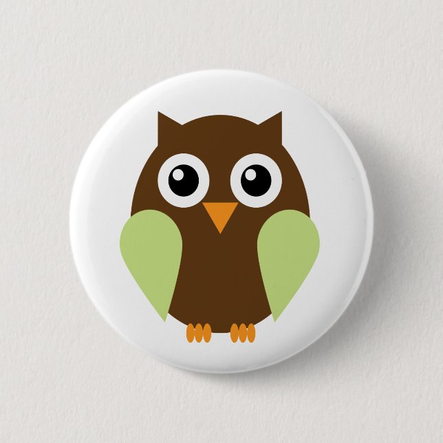 Green Owl Pinback Button (Front)