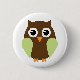 Green Owl Pinback Button