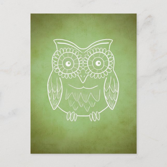 Green Owl Postcard (Front)