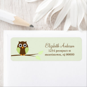 Green Owl Return Address Labels