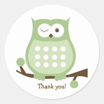 Green Owl Round Favor Sticker | Envelope Seal by allpetscherished at Zazzle