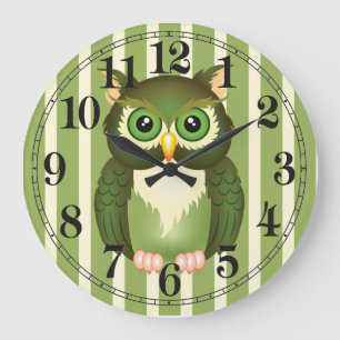 Green Owl Round (Large) Wall Clock