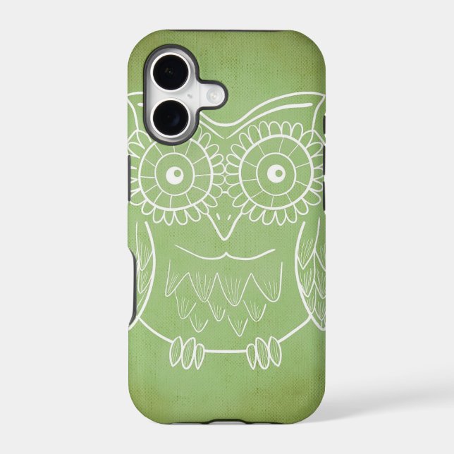 Green Owl Stencil Art Case-Mate iPhone Case (Back)