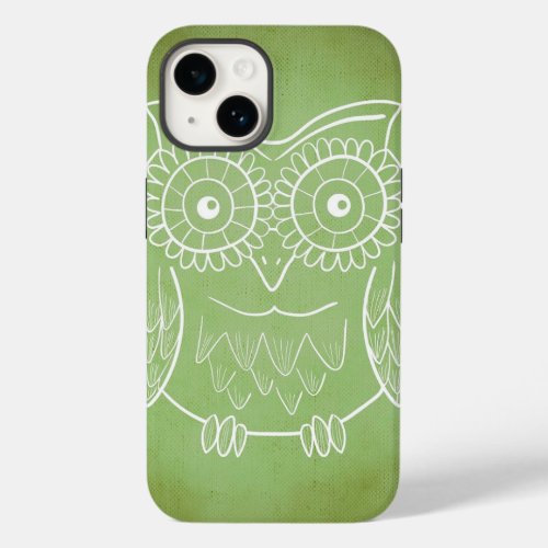 Green Owl Stencil Art Case_Mate iPhone 14 Case
