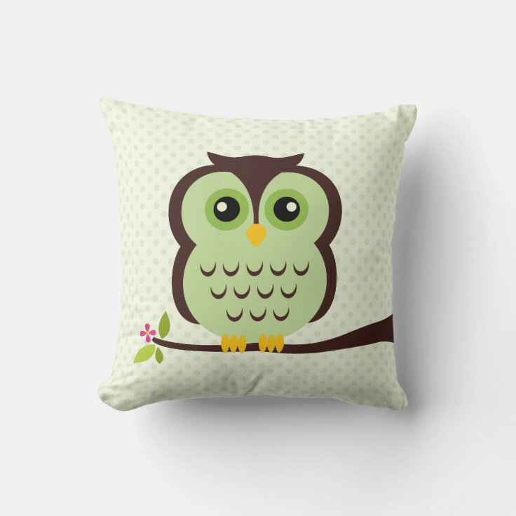 Green Owl Throw Pillow | Zazzle