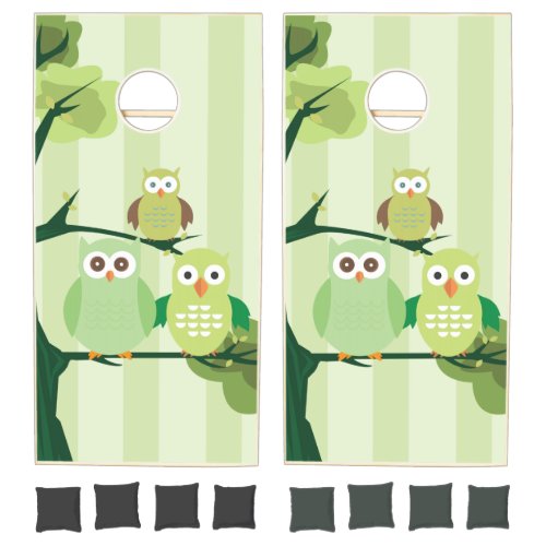 Green Owls Cornhole Set