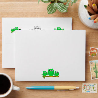 Green Owls Design Envelope