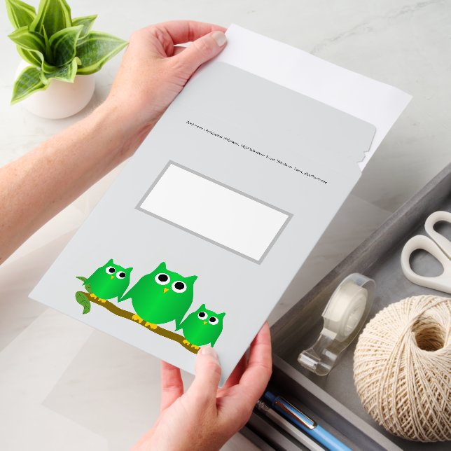 Green Owls Design Envelope Mailers (Desk)