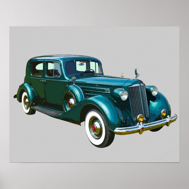 Green Packard Luxury Car Poster (Front)