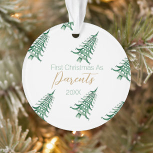 Green Pagoda Christmas Tree "First Christmas as" Ornament