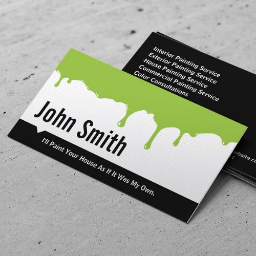 Green Paint Dripping Painting business card