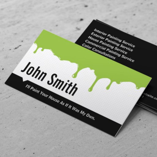 Customizable Green Paint Dripping Painting business card