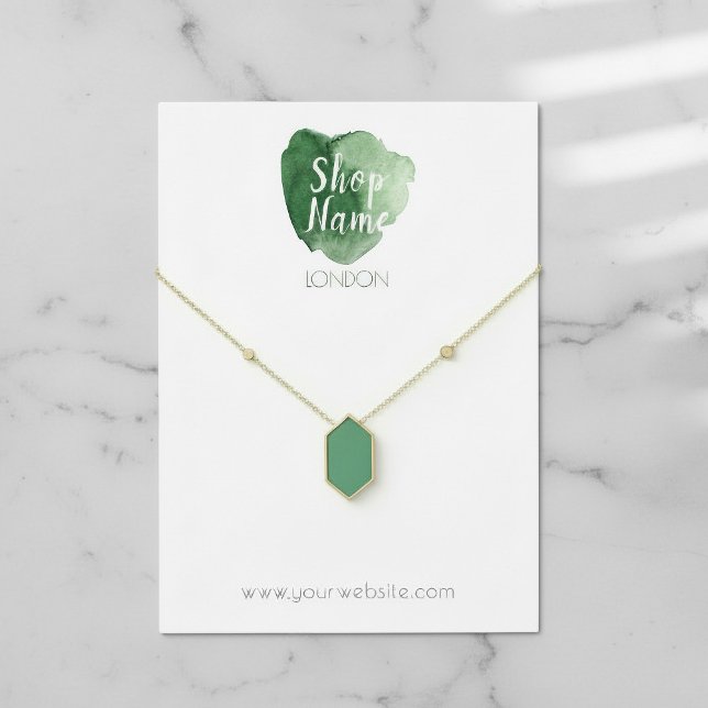 Green paint splash, jewellery display card (Green paint splash, jewellery display card.)