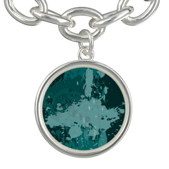 Green Paint Splatter Bridesmaid Bracelet Charm (Design)