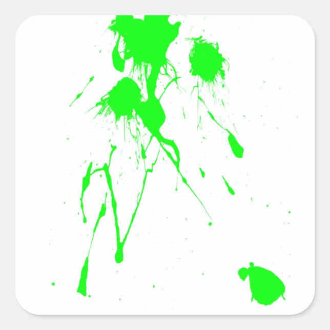 Green paint splatter square sticker (Front)