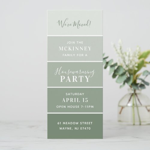 Green Paint Swatch Card Housewarming Party Invite