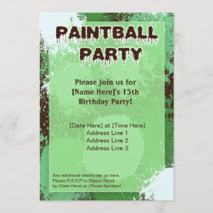 Green Paintball Party Invite