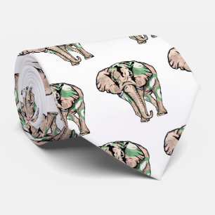 GREEN PAINTED ELEPHANT NECK TIE