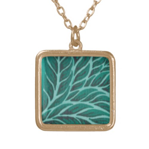 Green Painted Leaves Necklace