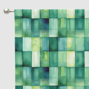 Green Painted Squares Blackout Curtains