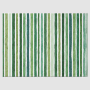 Green painterly stripes pattern tissue paper