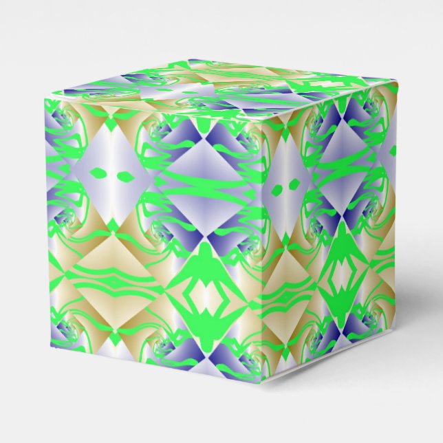 Green paintings on diamond pattern favor boxes (Front Side)
