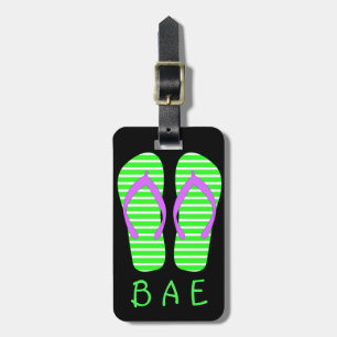 Green Pair Flip Flops Luggage Tag