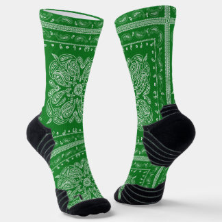 Green Paisley Bandana Print Socks