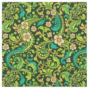 Green Paisley Design Fabric