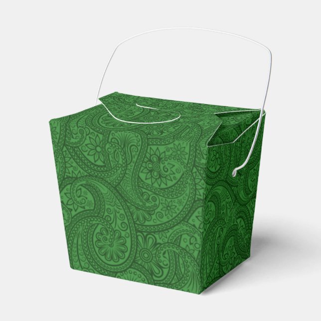 Green Paisley Favor Boxes (Front Side)