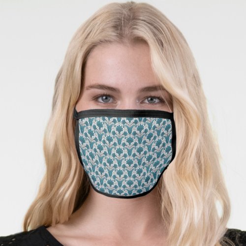 Green Paisley Floral Pattern Pretty Womens Face Mask