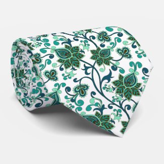 Green Paisley Flowers 