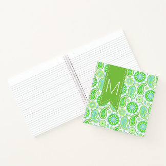 Green Paisley Monogrammed Notebook