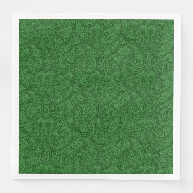 Green Paisley Paper Dinner Napkins (Front)