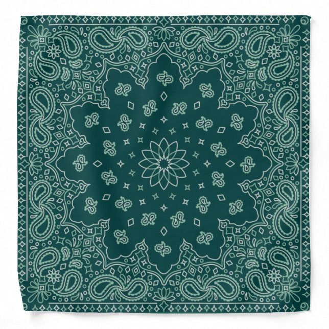 Green Paisley Pattern Bandana (Front)