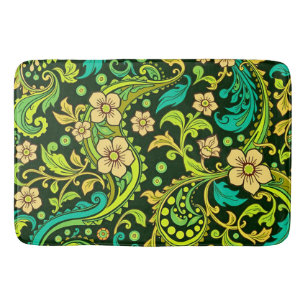 Green Paisley Pattern Bath Mat
